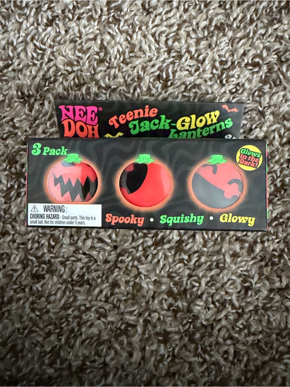 SALE‼️ NeeDoh Teenie Jack-Glow Lanterns - Orange Pumpkin 3-Pack - Picture 1 of 4
